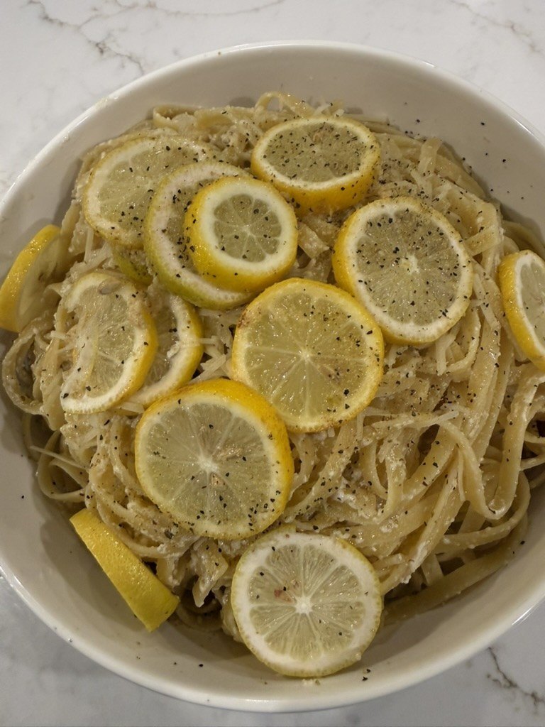 Lemon pasta with shaved parmesan