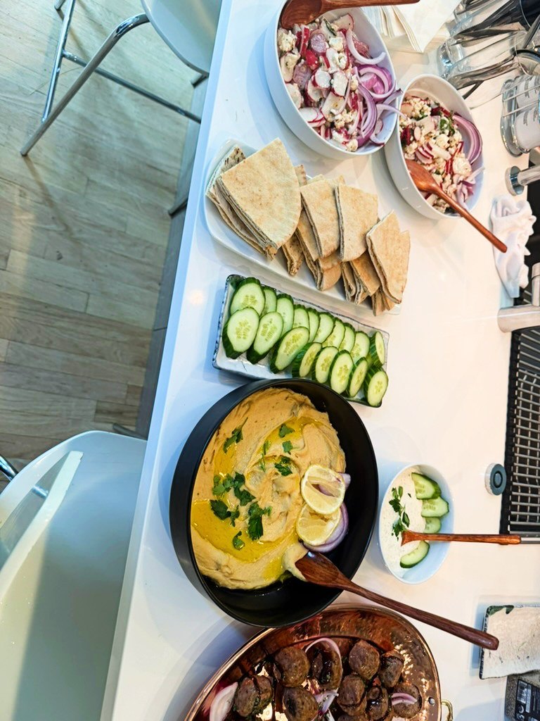Mezze spread set for a buffet