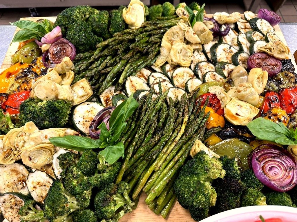 Grilled seasonal vegetable platter for a corporate catering dinner